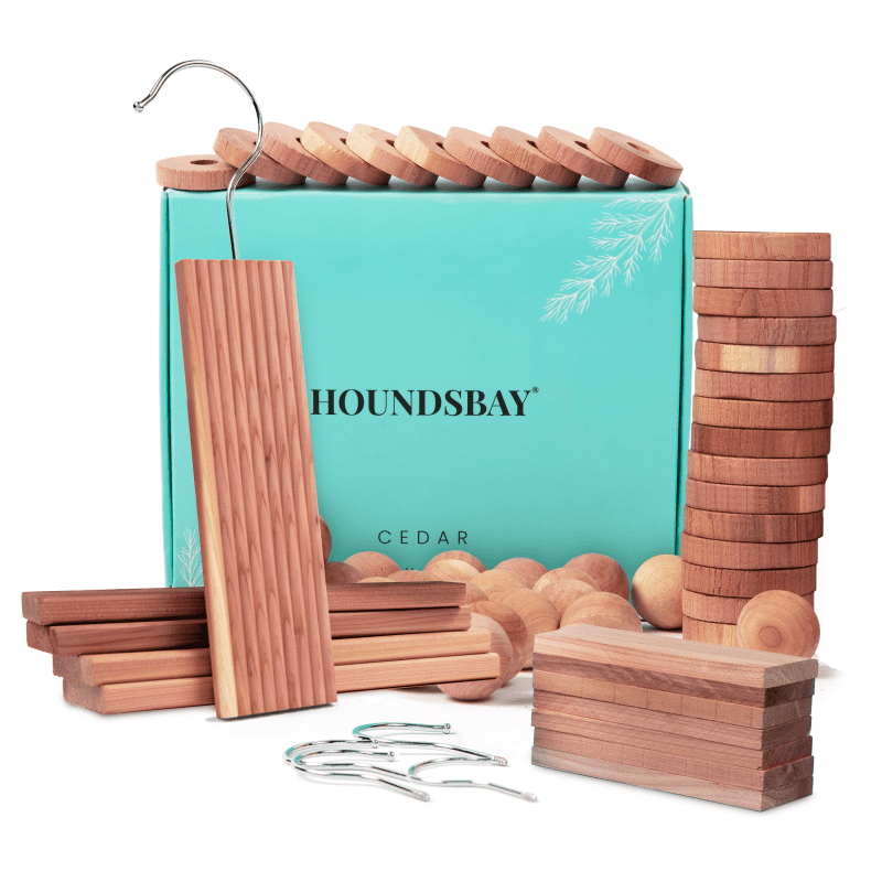 HOUNDSBAY Cedar Variety Pack - 60 Pack Cedar Block Accessories for Closets & Drawers