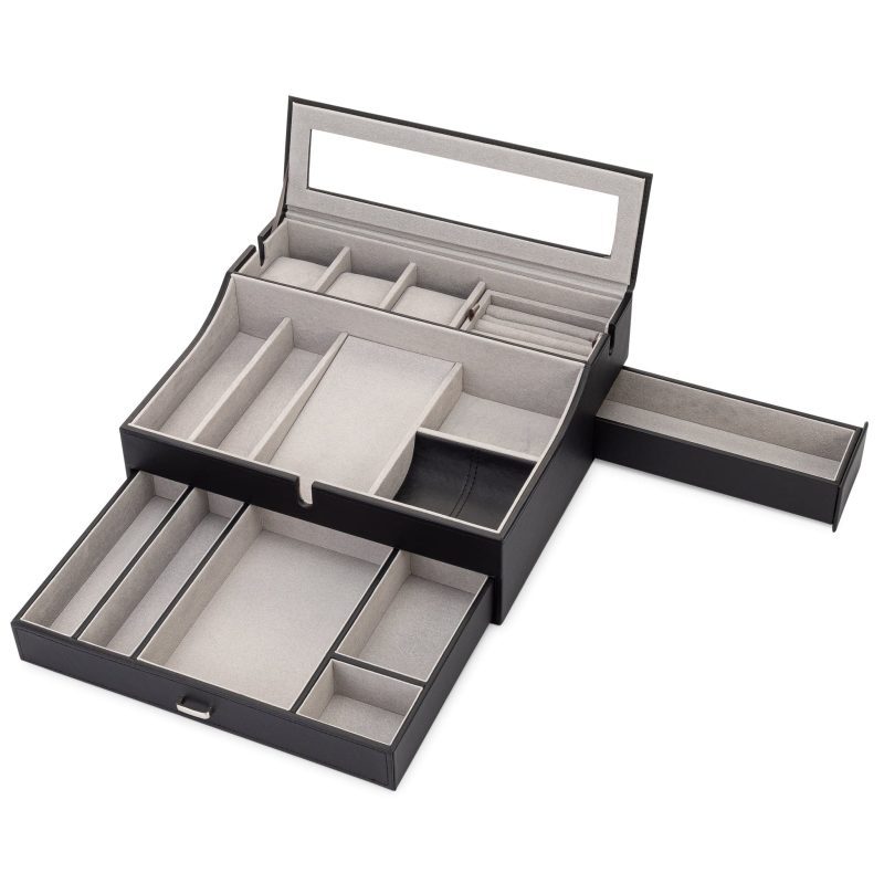 houndsbay quartermaster watch box display and valet combo with drawers and secret side drawer 37008476405930