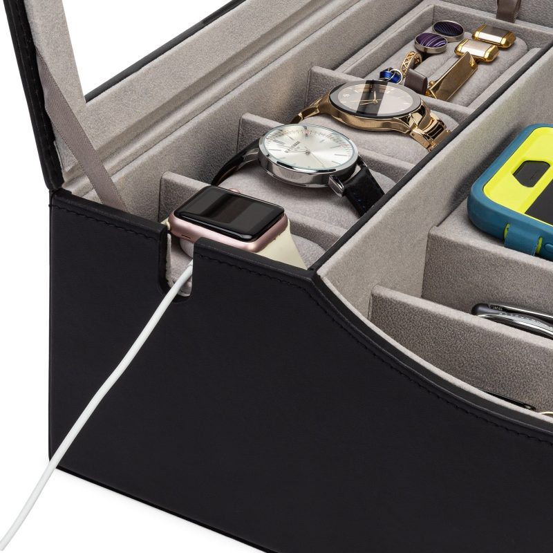 houndsbay quartermaster watch box display and valet combo with drawers and secret side drawer 37008476831914