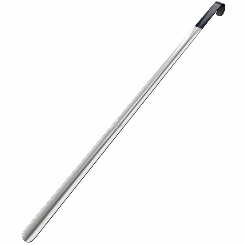 HOUNDSBAY Shoe Horn Black 31.5" Extra Long Handled Metal Shoe Horn with Comfort Grip