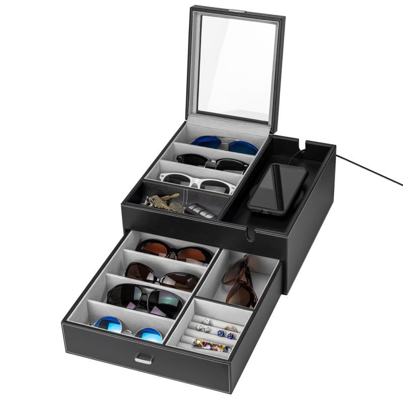 HOUNDSBAY Valet Organizer Black/ Gray Lookout - Sunglasses Organizer Valet Box