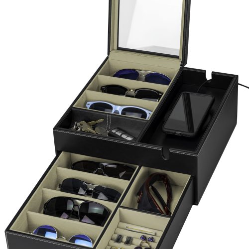 HOUNDSBAY Valet Organizer Black / Ivory Lookout - Sunglasses Organizer Valet Box