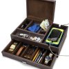 HOUNDSBAY Valet Organizer Brown / Brown The Admiral - Big Dresser Valet Box Organizer with Large Smartphone Charging Station