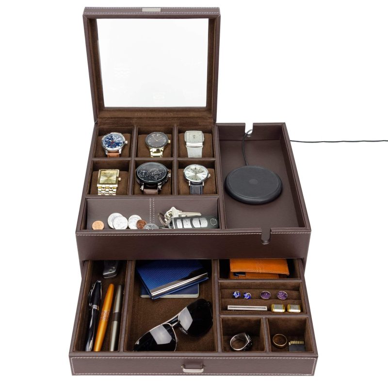 houndsbay valet organizer commander valet dresser valet watch box combo 30231141417130