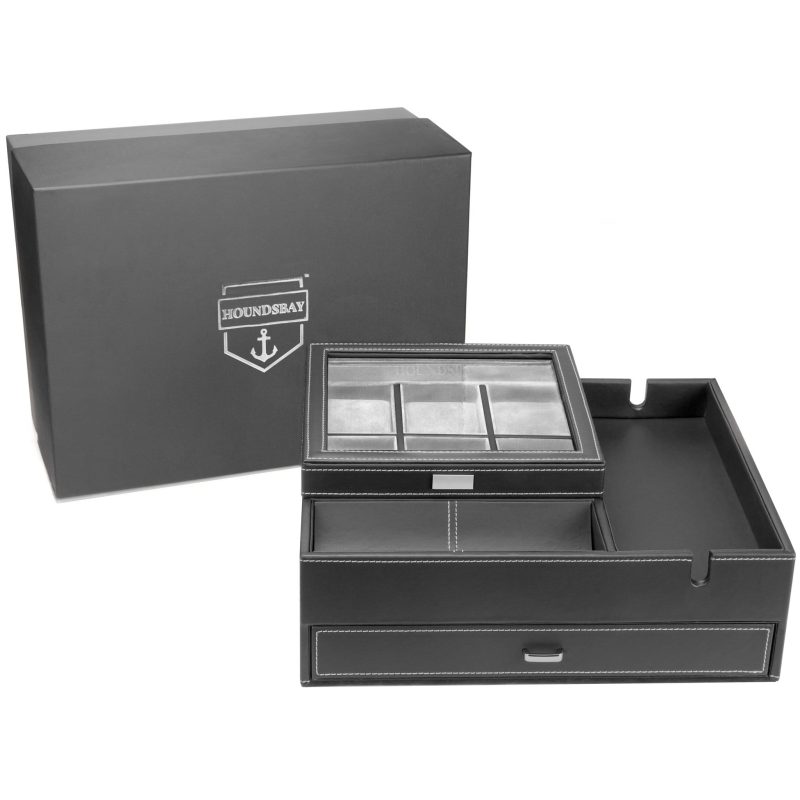 houndsbay valet organizer commander valet dresser valet watch box combo 30309633589418