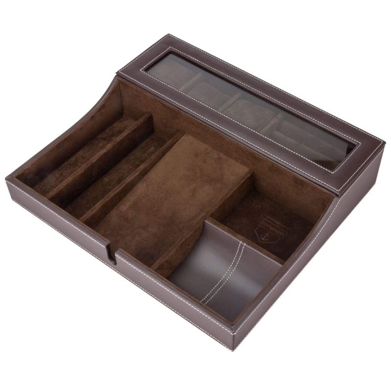 houndsbay valet organizer navigator big dresser valet tray organizer with watch box angled charging station 18571226841253