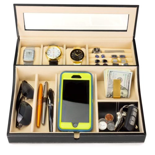 houndsbay valet organizer navigator big dresser valet tray organizer with watch box angled charging station 30164515061930