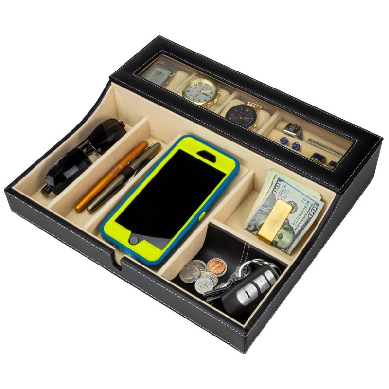 houndsbay valet organizer navigator big dresser valet tray organizer with watch box angled charging station 30316272844970